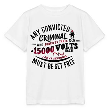 Electric Justice: Freedom or Fate? - Stanley/Stella MINI CREATOR Kids’ T-Shirt - white - Front - Maike (125cm)