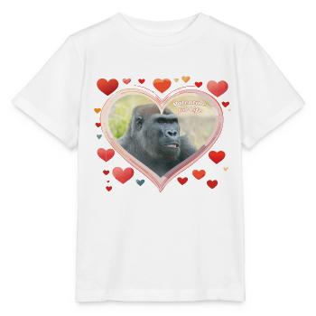 Valentinstag fürs Leben - Einzigartiges Gorilla Herz Design - Stanley/Stella Kinder T-Shirt MINI CREATOR  - Weiß - Vorne - Maike (125cm)