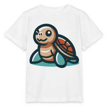 Lächelnde Schildkröte - Stanley/Stella Kinder T-Shirt MINI CREATOR  - Weiß - Vorne - Maike (125cm)