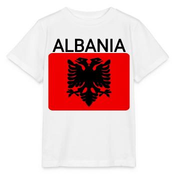Cartes du drapeau de l’Albanie - T-shirt bio MINI CREATOR Stanley/Stella Enfant - blanc - Devant - Maike (125cm)