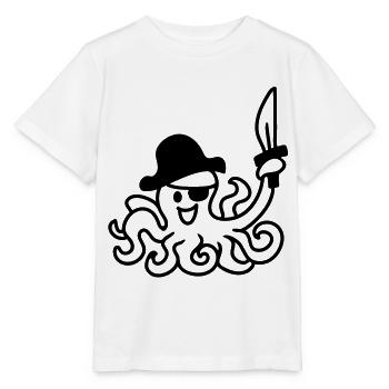 Pirat Oktopus - line - Stanley/Stella Kinder T-Shirt MINI CREATOR  - Weiß - Vorne - Maike (125cm)