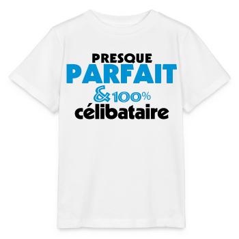 Presque Parfait - 100% CELIBATAIRE (2c) - T-shirt bio MINI CREATOR Stanley/Stella Enfant - blanc - Devant - Maike (125cm)