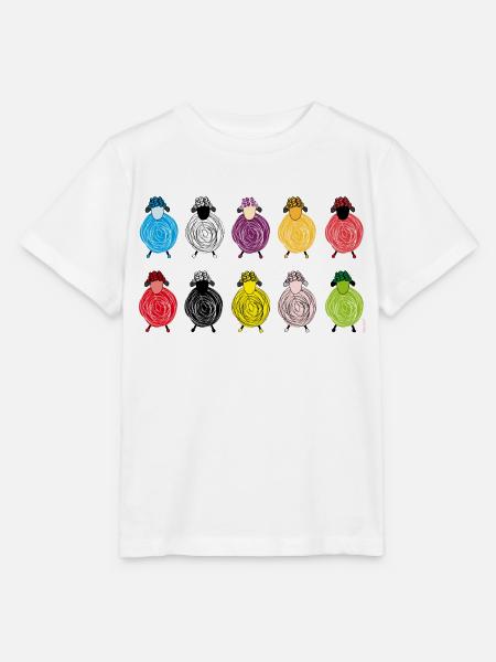 Petit troupeau de moutons, moutons drôles - T-shirt bio MINI CREATOR Stanley/Stella Enfant - blanc