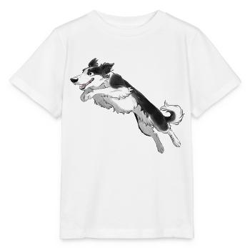 Sporthund - Border Halskette - Schwarz - Stanley/Stella Kinder T-Shirt MINI CREATOR  - Weiß - Vorne - Maike (125cm)