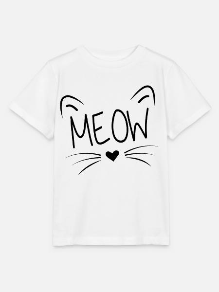 Katzen Design mit Text "MEOW" - Stanley/Stella Kinder T-Shirt MINI CREATOR - Weiß