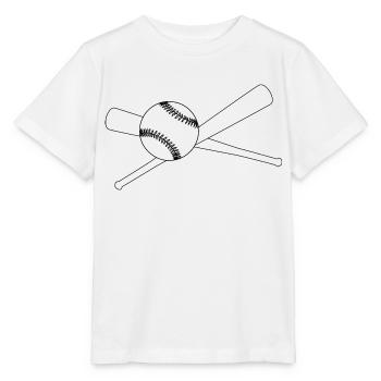 Baseball und 2 Schläger - Stanley/Stella Kinder T-Shirt MINI CREATOR  - Weiß - Vorne - Maike (125cm)