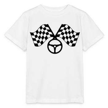 racing flag/ Zielflagge Design - Stanley/Stella Kinder T-Shirt MINI CREATOR  - Weiß - Vorne - Maike (125cm)