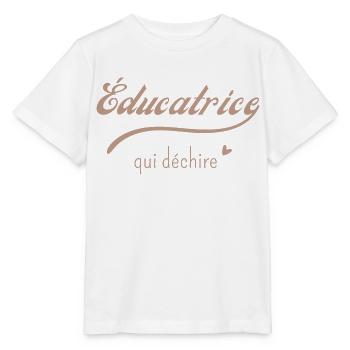 Éducatrice qui déchire - T-shirt bio MINI CREATOR Stanley/Stella Enfant - blanc - Devant - Maike (125cm)