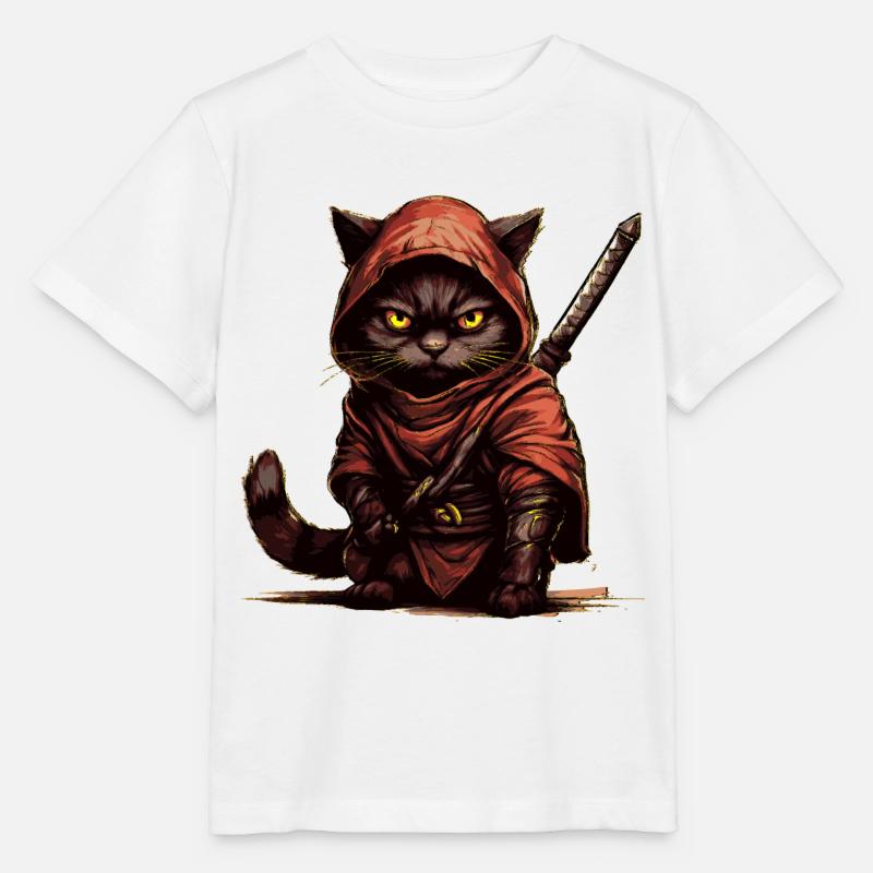 Chat ninja - T-shirt bio MINI CREATOR Stanley/Stella Enfant - blanc