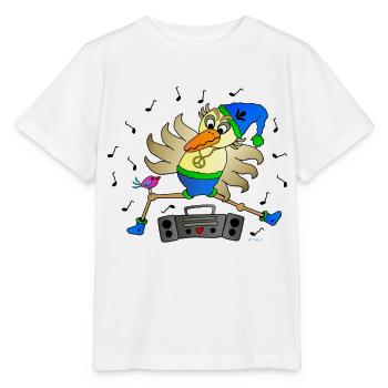 Weird Bird Dancer with Ghetto Blaster Fun Comic - Stanley/Stella MINI CREATOR Kids’ T-Shirt - white - Front - Maike (125cm)