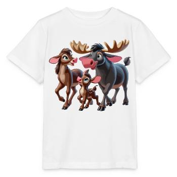 Famille d’orignaux - T-shirt bio MINI CREATOR Stanley/Stella Enfant - blanc - Devant - Maike (125cm)