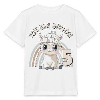 5ème anniversaire Alpaga Lama Arc-en-ciel Mignon Mignon - T-shirt bio MINI CREATOR Stanley/Stella Enfant - blanc - Devant - Maike (125cm)