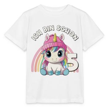 5. Geburtstag Einhorn Regenbogen Süß Niedlich - Stanley/Stella Kinder T-Shirt MINI CREATOR  - Weiß - Vorne - Maike (125cm)