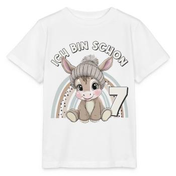 7. Geburtstag Esel Regenbogen Süß Niedlich - Stanley/Stella Kinder T-Shirt MINI CREATOR  - Weiß - Vorne - Maike (125cm)