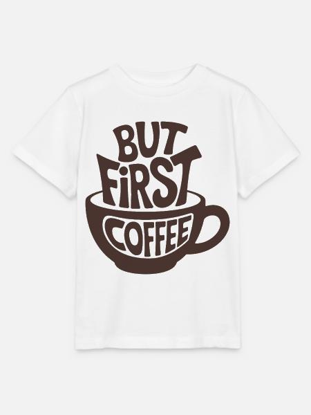 But First Coffee - Stanley/Stella Kinder T-Shirt MINI CREATOR  - Weiß