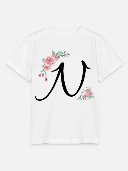 Buchstabe n Blumen - Stanley/Stella Kinder T-Shirt MINI CREATOR  - Weiß