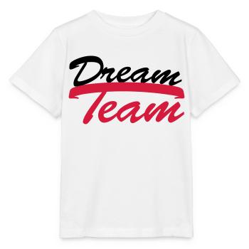 Logo de l'équipe de rêve texte logo design couple - T-shirt bio MINI CREATOR Stanley/Stella Enfant - blanc - Devant - Maike (125cm)