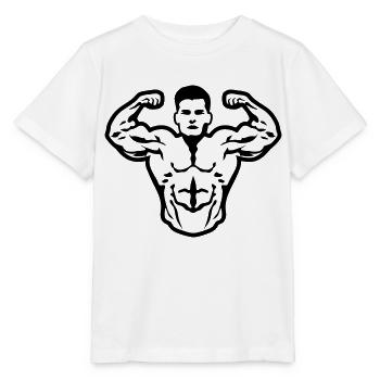 Bodybuilder muscle pose biceps - Stanley/Stella MINI CREATOR Kids’ T-Shirt - white - Front - Maike (125cm)