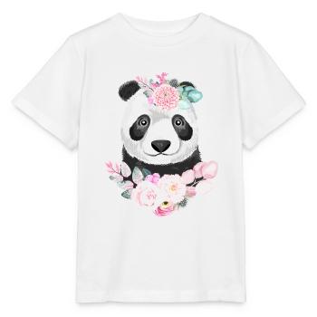 Panda Flower - Stanley/Stella Kinder T-Shirt MINI CREATOR  - Weiß - Vorne - Maike (125cm)