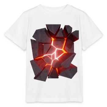 Conception 3D de volcan de lave rougeoyante - T-shirt bio MINI CREATOR Stanley/Stella Enfant - blanc - Devant - Maike (125cm)
