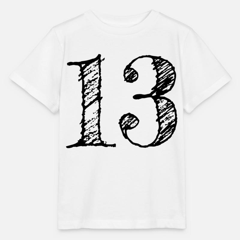 Chiffre 13 Treize - Numéro 13 (hand-drawn) - T-shirt bio MINI CREATOR Stanley/Stella Enfant - blanc