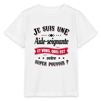 AIDE-SOIGNANTE MON SUPER-POUVOIR ET VOUS ? - T-shirt bio MINI CREATOR Stanley/Stella Enfant - blanc - Devant - Maike (125cm)