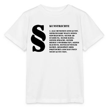 3 Kunstrechte Jeder Mensch ist Kunst - Stanley/Stella Kinder T-Shirt MINI CREATOR  - Weiß - Vorne - Maike (125cm)