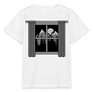 Mond Berge Aussicht Fenster - Stanley/Stella Kinder T-Shirt MINI CREATOR  - Weiß - Vorne - Maike (125cm)
