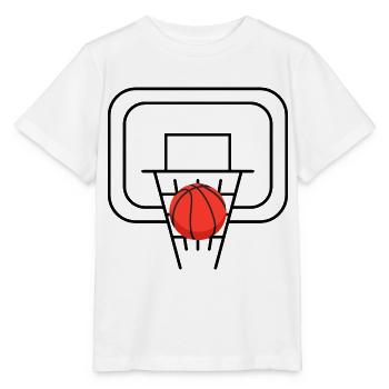 Basketball Korb mit dem Ball - Stanley/Stella Kinder T-Shirt MINI CREATOR  - Weiß - Vorne - Maike (125cm)
