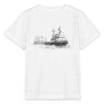 Sea tug with trailer - Stanley/Stella MINI CREATOR Kids’ T-Shirt - white - Front - Maike (125cm)
