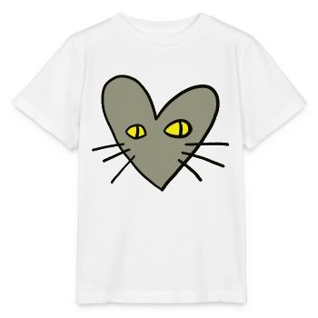 Herz mit SChnurrhaaren - Stanley/Stella Kinder T-Shirt MINI CREATOR  - Weiß - Vorne - Maike (125cm)