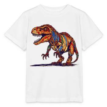 Ausgestorbener Dino in bunter Pixel Grafik - Stanley/Stella Kinder T-Shirt MINI CREATOR  - Weiß - Vorne - Maike (125cm)