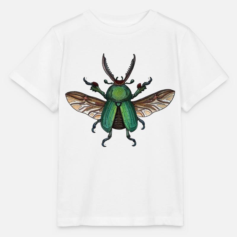 Big Green Beetle - coléoptère vert géant - T-shirt bio MINI CREATOR Stanley/Stella Enfant - blanc