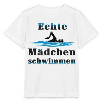 Echte Mädchen schwimmen - Stanley/Stella Kinder T-Shirt MINI CREATOR  - Weiß - Vorne - Maike (125cm)