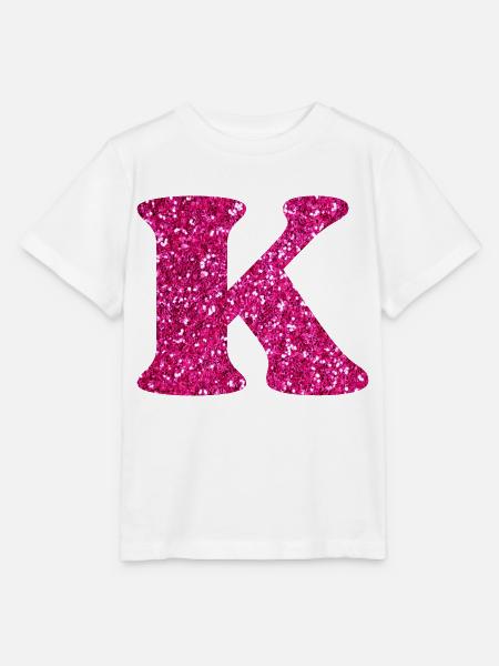 Buchstabe k rosa Glitzer - Stanley/Stella Kinder T-Shirt MINI CREATOR  - Weiß