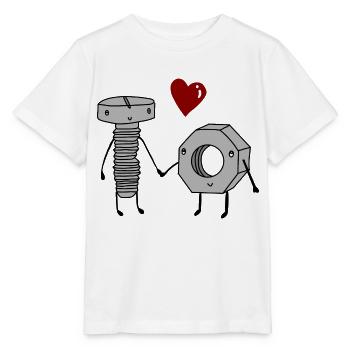 Boulon et écrou amoureux - T-shirt bio MINI CREATOR Stanley/Stella Enfant - blanc - Devant - Maike (125cm)