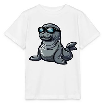 Seal Animal Comic Cool - Stanley/Stella MINI CREATOR Kids’ T-Shirt - white - Front - Maike (125cm)