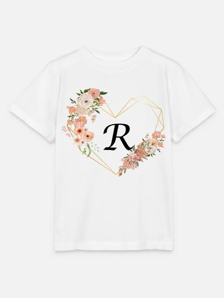 Blumiger goldener Herzbuchstabe - Stanley/Stella Kinder T-Shirt MINI CREATOR - Weiß