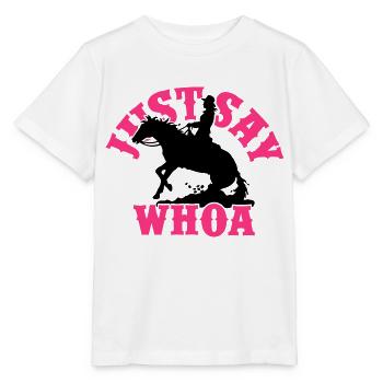 Just Say Whoa Western Lady - Stanley/Stella Kinder T-Shirt MINI CREATOR  - Weiß - Vorne - Maike (125cm)