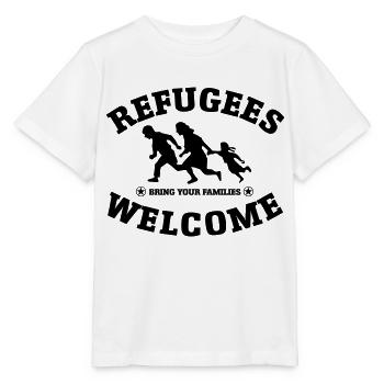 refugees welcome original - Stanley/Stella Kinder T-Shirt MINI CREATOR  - Weiß - Vorne - Maike (125cm)