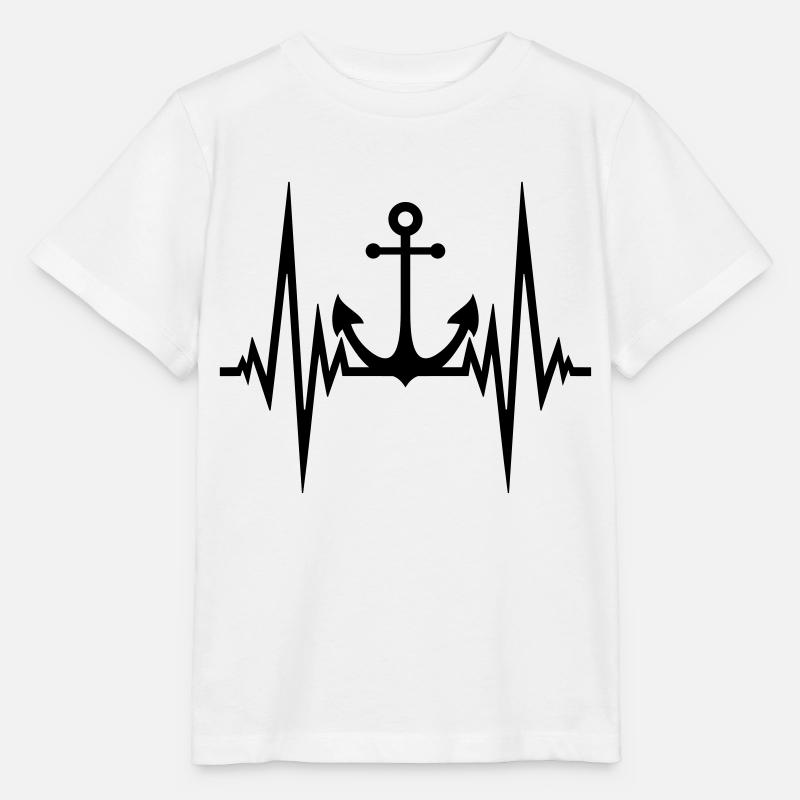 herzschlag puls frequenz anker boot schiff schwimm - Stanley/Stella Kinder T-Shirt MINI CREATOR - Weiß
