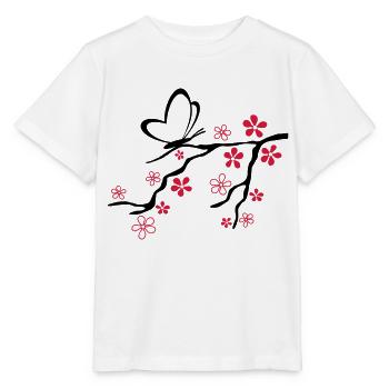 Liebe - Schmetterling Herz Zweig - Stanley/Stella Kinder T-Shirt MINI CREATOR  - Weiß - Vorne - Maike (125cm)