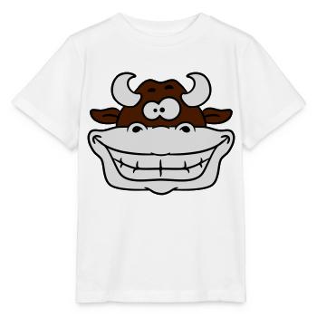 Crazy grinning cow - Stanley/Stella MINI CREATOR Kids’ T-Shirt - white - Front - Maike (125cm)