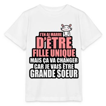 marre dêtre fille unique je vais être grande soeur - T-shirt bio MINI CREATOR Stanley/Stella Enfant - blanc - Devant - Maike (125cm)