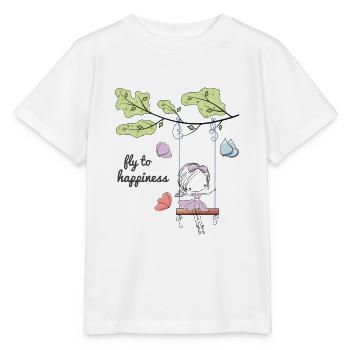 Fly to happiness - Stanley/Stella MINI CREATOR Kids’ T-Shirt - white - Front - Maike (125cm)