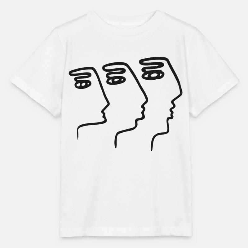 3 Visages abstraits Illusion Art du trait - T-shirt bio MINI CREATOR Stanley/Stella Enfant - blanc