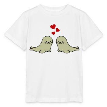 seehunde verliebt - Stanley/Stella Kinder T-Shirt MINI CREATOR  - Weiß - Vorne - Maike (125cm)