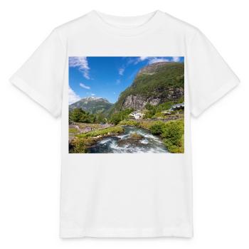 Geiranger panorama Storseterfossen Norwegen - Stanley/Stella Kinder T-Shirt MINI CREATOR  - Weiß - Vorne - Maike (125cm)