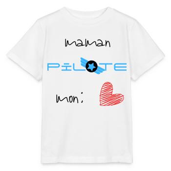 maman pilote mon cœur - T-shirt bio MINI CREATOR Stanley/Stella Enfant - blanc - Devant - Maike (125cm)