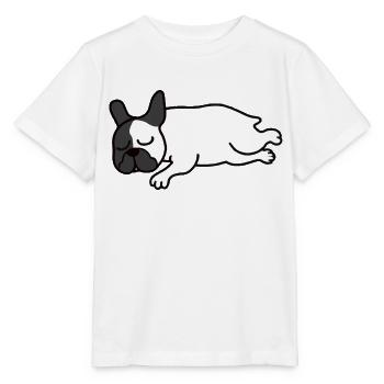 Schlafende Französische Bulldogge Faulenzer - Stanley/Stella Kinder T-Shirt MINI CREATOR  - Weiß - Vorne - Maike (125cm)